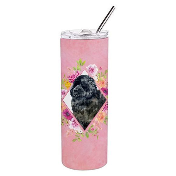 Newfoundland Pink Flowers Stainless Steel 20 oz Skinny Tumbler - Picture 3 of 4